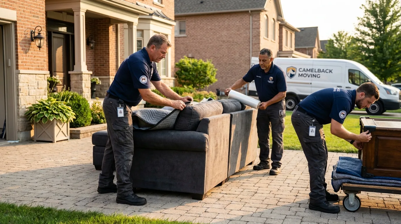 Large estate moving crew wrapping furniture in Glasco, NY